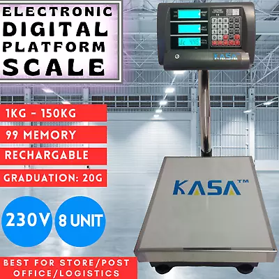 Kasa 150KG Electronic Computing  Digital Platform Scales Postal Shop Scale 230V • $82.49