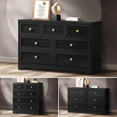 Oikiture Chest Of Drawers Tallboy Dresser Table Storage Cabinet Black • $209.90