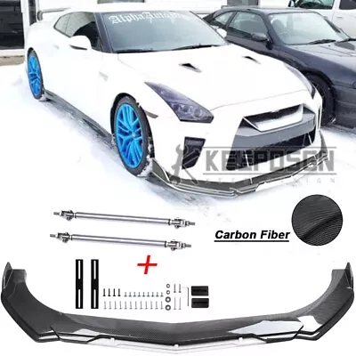 CARBON FIBER White Front Bumper Lip Splitter For Nissan Skyline GT-R R35 R34 R33 • $99.97