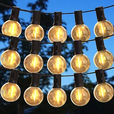 50FT Festoon String Lights Outdoor Garden Globe 46+4 LED G40 Bulbs Mains Powered • £10.79