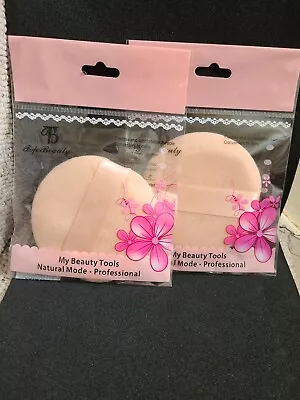 2 Pack Powder Puff Cosmetic Makeup Face Sponges Beauty Foundation Compact • £3.49