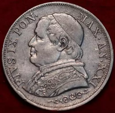 1867 Italy Vatican 1 Lira Silver Foreign Coin • $5.50