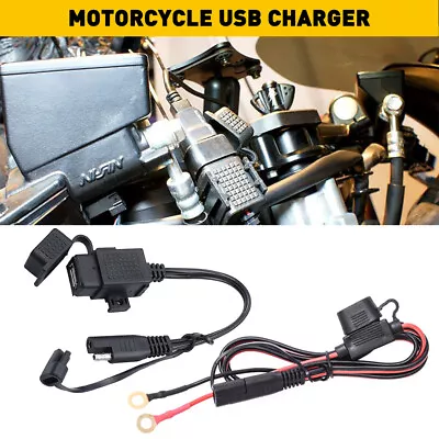 Motorcycle Handlebar USB Port Phone Charger Cigarettes Lighter Socket Waterproof • $12.99