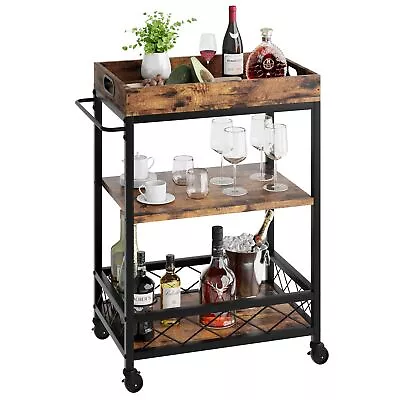 Bar Carts For The Home Bar Cart Serving Cart With Wheels 3 Tier Bar Cart W... • $86.48