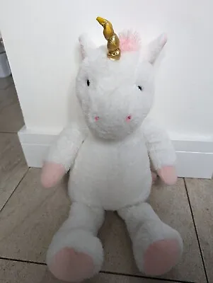 Dunelm Large White And Pink Unicorn 50cm Soft Plush Cuddly Toy • £3.95