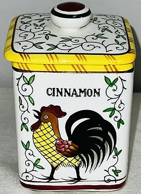 Py UCAGCO EARLY PROVINCIAL ROOSTER & ROSES CINNAMON SPICE JAR W/STICKER • $20