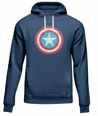 Mens Superhero Hoodie Civil War Captain America Pullover Fleece Licensed Hoodie • £9.99