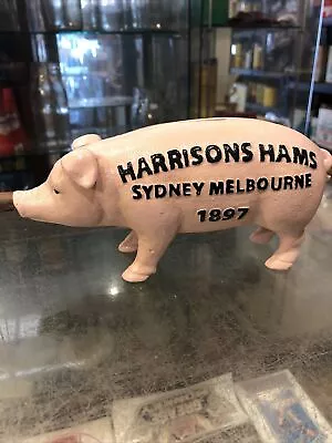 Harrisons Hams Piggy Money Bank Repro Cast Iron 500423 • $35