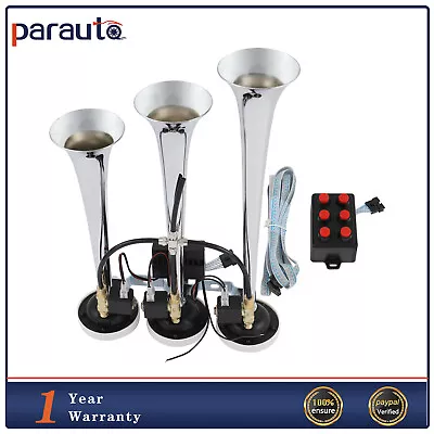 Musical Car Truck Horn 12V With Wire Remote 3 Trumpet 6 Tune Train Air Horn Kit • $57.50