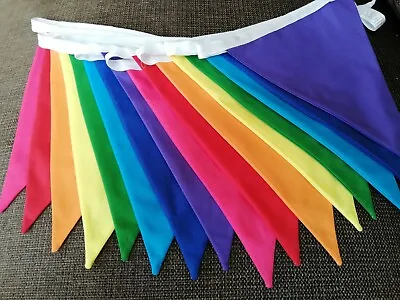 Rainbow Fabric Bunting - Colourful Party Decoration - Pride Banner • £9.20