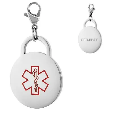 EPILEPSY Stainless Steel Medical Alert Round Shape Charm W/ Lobster Clasp • $14.99