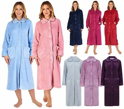 Slenderella Button Dressing Gown Waffle 46  Long Sleeve Buttoned Robe Nightwear • £37.99