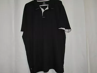 OAKLEY Mens XXL Golf Polo Shirt Black Microfiber Short Sleeved Tailored Fit EUC • $11.99