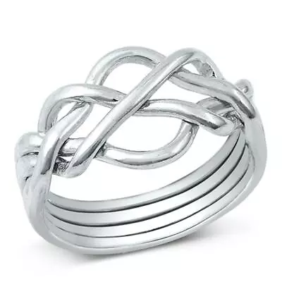 High Polished Puzzle Beautiful Ring New .925 Sterling Silver Band Sizes 6-12 • $21.49