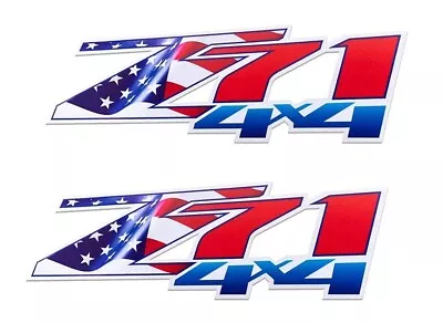 2 Pack Z71 4x4 For Silverado Patriotic Truck American US Flag Decals Stickers • $25.68