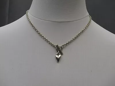 T Bar Modernist Heart Necklace Chunky By Charlotte Rudkin London 2001 925 Silve • $76.79