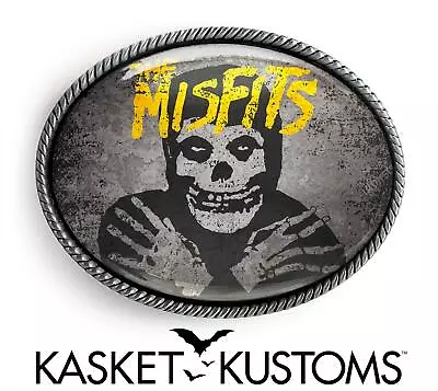 Misfits Belt Buckle - Punk Rock Music Skull Antique Silver Oval Buckle - 698 • $35.99