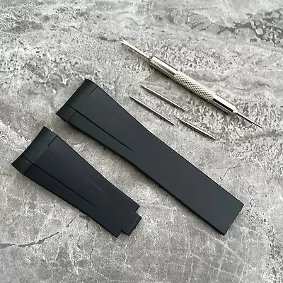 £20 • Buy 20mm Curved End Black Silicone Rubber Watch Strap For Rolex / Watches 20mm Lug