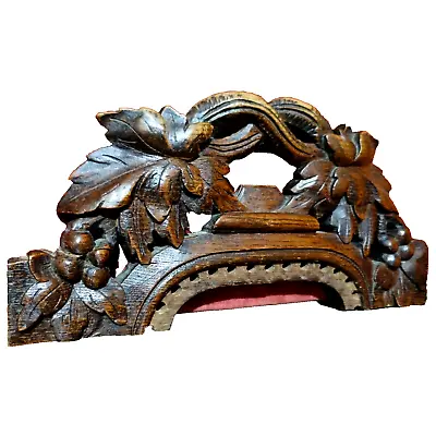 Scroll Branch Wood Carving Pediment 11 In - Antique French Architectural Salvage • $129