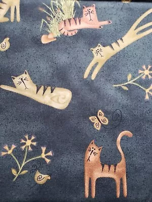 Red Rooster Fabric Back Yard Friends #14225 Whimsical Cats Gray 3 Yd X 44 Cotton • $21.99