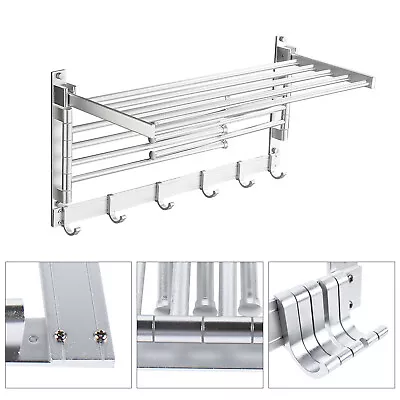 Wall Mounted Clothes Dryer Towel Hanging Drying Rack Space Aluminum Swivel Arms • £20