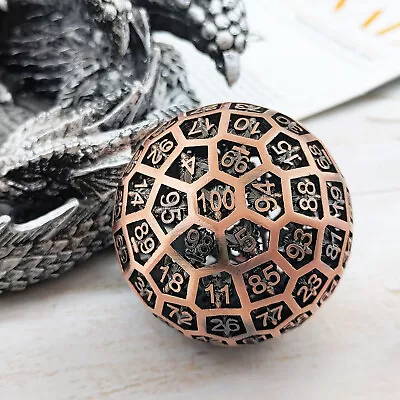 Hollow Metal D100 Polyhedral For Dungeons & Dragons (DND) RPG Dice Red Bronze • $22.50