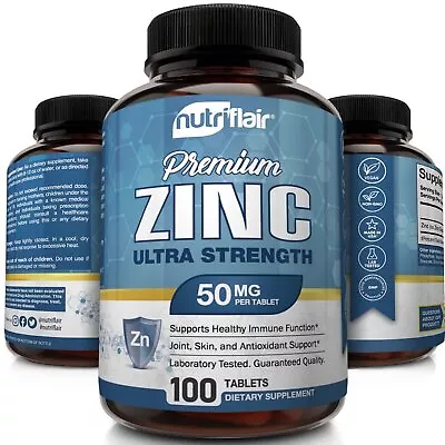 NutriFlair Zinc Gluconate 50mg 100 Tablets - Immune System Booster & Support • $11.99