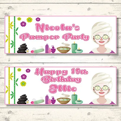 £3.65 • Buy 2 Personalised Pamper/spa Party Birthday Banners - Any Name/age/message