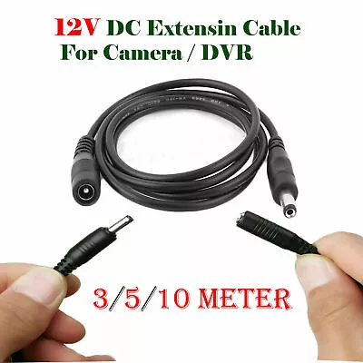 DC Power Supply Extension Cable 12V/24V For CCTV Camera/DVR/PSU Lead 3M/5M/10M • £3.89