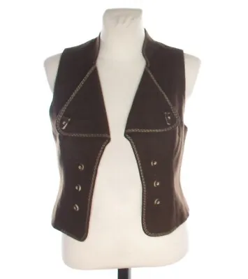 ORIGINAL DACHSTEIN Vintage Women's Brown Trachten Cropped Vest Waistcoat D 42 • $43.58