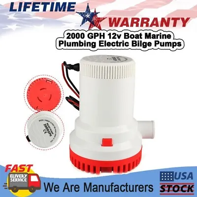 2000 GPH Bilge Pump Boat Marine Submersible Water Pump Houseboat Non-Automatic • $38.99