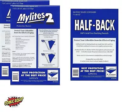 100 Mylites2 STANDARD Mylars Bags & Half Back Comic Boards 725M2/700HB E. Gerber • $50.14