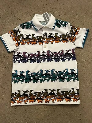 £2.99 • Buy Blue Zoo White Kid’s/Children’s Polo Shirt With Dinosaur Stripe Pattern