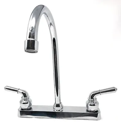 8  Center Two-Handle Plastic Body Tall Stainless Steel Spout Kitchen Faucet • $23.79