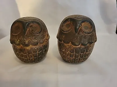 Vintage Viking Import Japan Ceramic Round Brown Owl Salt And Pepper Shakers • $10