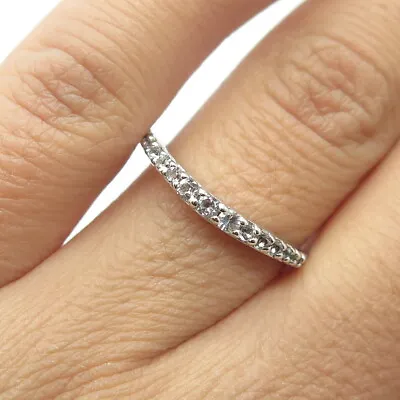 925 Sterling Silver Real White Topaz  I LOVE YOU TODAY  Stackable Ring Size 7.75 • $22.95