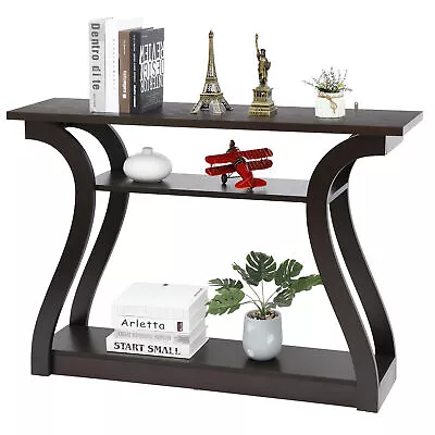 3-Tier 47  Console Sofa Table For Living Room Entry Way Hallway Entryway Brown • $70.58