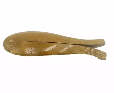 Vintage Figural Swedish Fish Shaped Wood Double Nutcracker Scale Detail Wooden • $24.99
