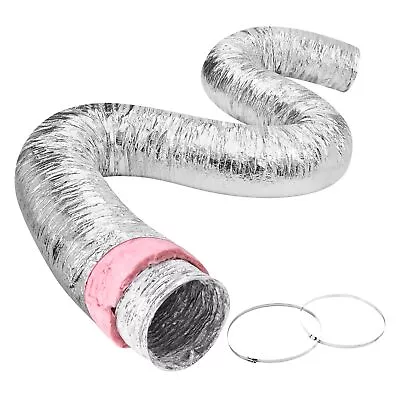 VEVOR 10 Inch Insulated Flexible Duct R-6.0，25 Feet Long With 2 Duct Clamps • $80