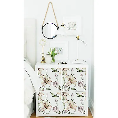 $120.95 • Buy Decals For Kallax / Expedit IKEA White Lily Pattern Floral Peel&Stick Furniture
