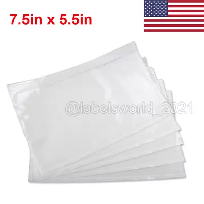 7.5  X 5.5  Clear Adhesive Packing List Shipping Label Envelopes Pouches 50-1000 • $12.98