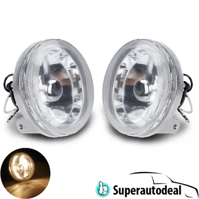 4  Round Universal Chrome Housing Clear Lens Halogen Fog Lights Lamps W/Wiring • $28.49
