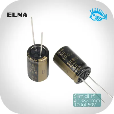 100uF 50V100uF RFS Silmic II ELNA Audio Capacitor 13x21mm Copper Pins • $5.21