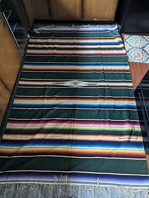 1920s Vintage Mexican Saltillo Serape Blanket Rainbow LARGE (93 X60 ) 7.5' X 5' • $250
