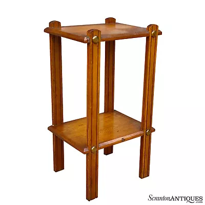 Antique Arts & Crafts Oak Bookshelf Plant Stand Occasional Table • $380