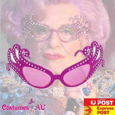 Pink Dame Edna Glasses Everage Aussie Costume Party Diamontes Drag Queen Cat Eye • £5.88