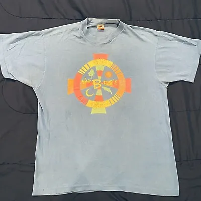Vintage 1989 The B-52s Tour Blue T-Shirt Mens Size XL • $40