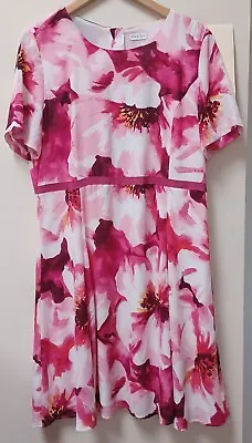 EASTEX Size 16 Pink Floral Women's Dress Wedding Smart Pretty (B) • £12.99