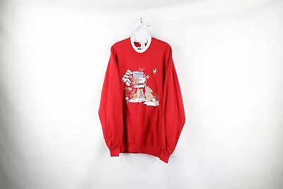 Vtg 90s Streetwear Womens XL Faded Nature Rabbit Bird Crewneck Sweatshirt USA • $40.45