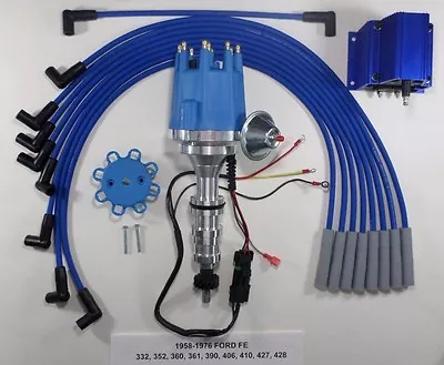 $229.77 • Buy Small Cap FORD FE 352-390-427-428 BLUE HEI Distributor, Coil & Spark Plug Wires